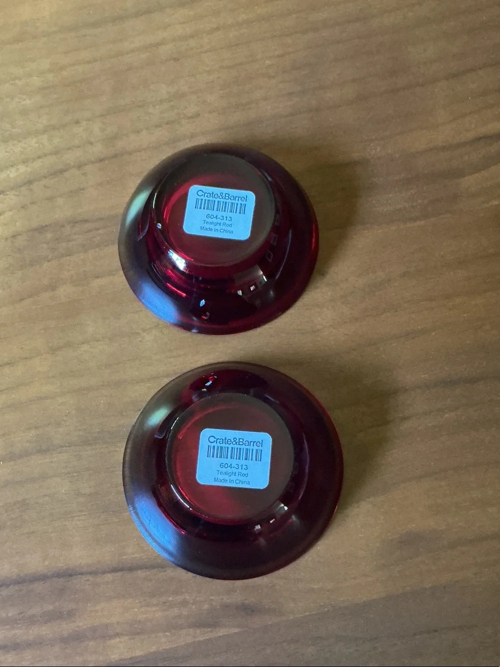Crate&Barrel Red Glass Votive Holders - set of 2 NWT